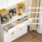 71" Kitchen Pantry Cabinet with Adjustable Shelves, Microwave Stand, 2 Drawers & Large Storage, White