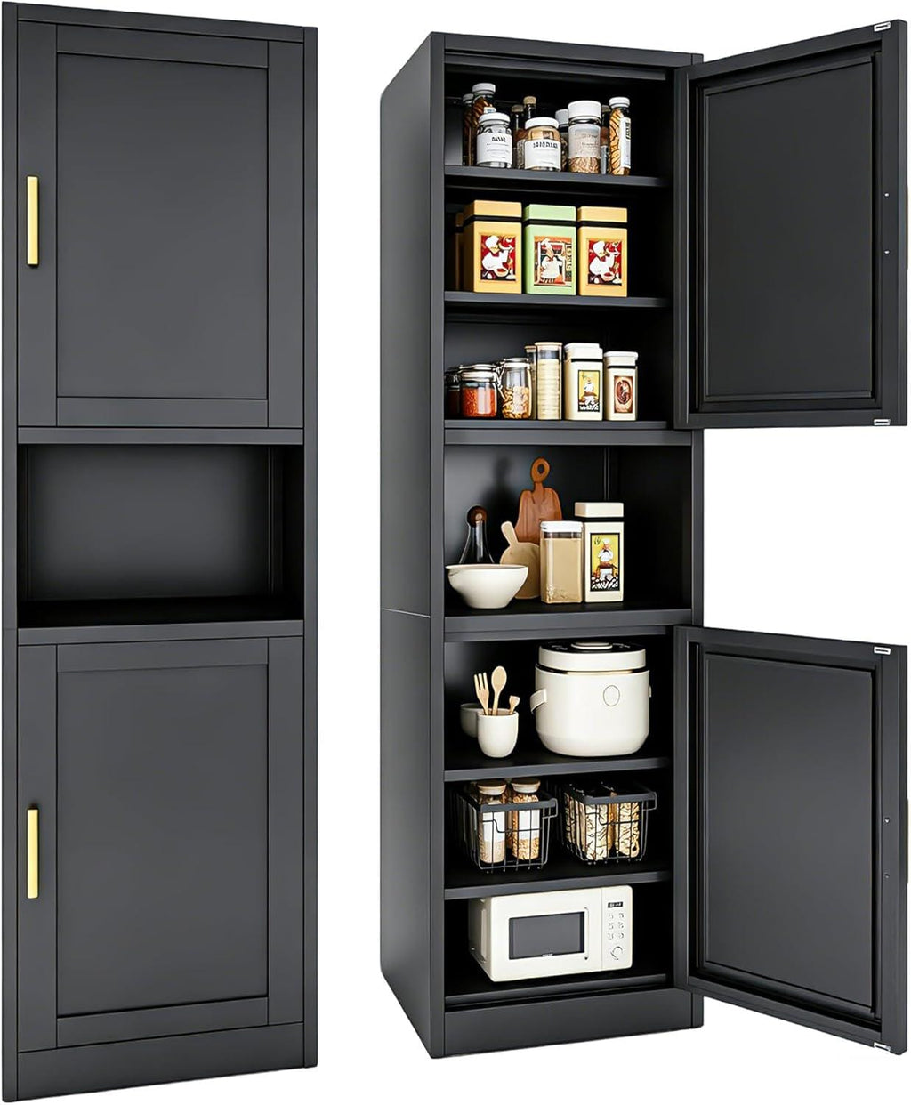 67" Tall Metal Storage Cabinet with Adjustable Shelves, Narrow Freestanding Pantry Cabinet for Bathroom, Kitchen & Entryway
