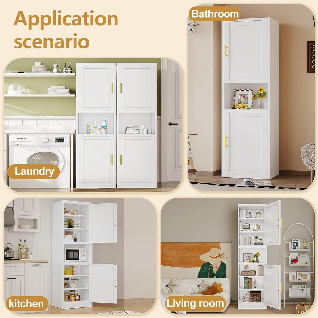 67" Tall Metal Storage Cabinet with Adjustable Shelves, Narrow Freestanding Pantry Cabinet for Bathroom, Kitchen & Entryway