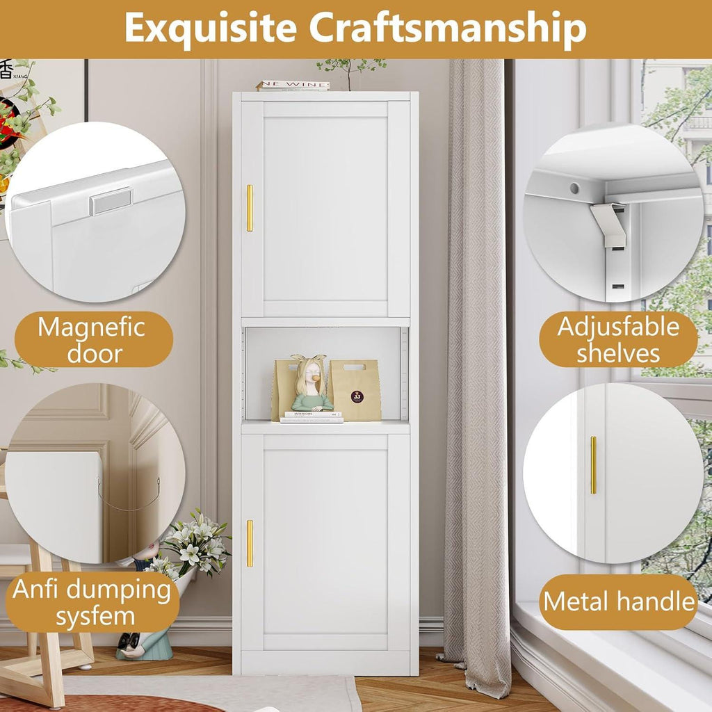 67" Tall Metal Storage Cabinet with Adjustable Shelves, Narrow Freestanding Pantry Cabinet for Bathroom, Kitchen & Entryway