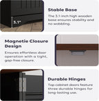 Farmhouse Kitchen Pantry Cabinet, Black Freestanding Storage Cupboard, Adjustable Shelves