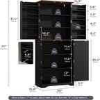 Farmhouse Kitchen Pantry Cabinet, Black Freestanding Storage Cupboard, Adjustable Shelves
