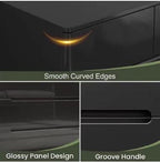 Black 10 Drawer Dresser, 55" Wide High Gloss Modern Storage Cabinet