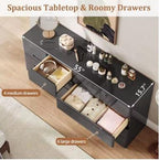 Black 10 Drawer Dresser, 55" Wide High Gloss Modern Storage Cabinet