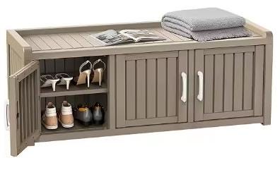 Shoe Cabinet, Storage Bench, with Adjustable Shelves