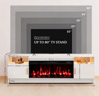 75" High Gloss TV Stand with 36" Electric Fireplace, LED Lights & Storage Cabinets, Modern Entertainment Center for TVs Up to 80"