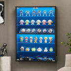 Six Tier Wall Display Cabinet With Glass Doors And Adjustable Shelves Black