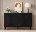 Sideboard Storage Cabinet with Doors for Living Room, Kitchen, and Dining Area - Black