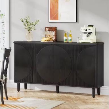 Sideboard Storage Cabinet with Doors for Living Room, Kitchen, and Dining Area - Black
