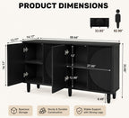 Sideboard Storage Cabinet with Doors for Living Room, Kitchen, and Dining Area - Black