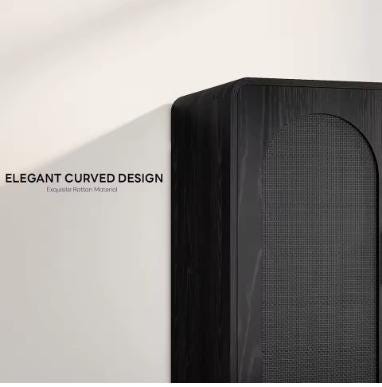 Black Rattan Sideboard with LED Lighting and Power Outlet