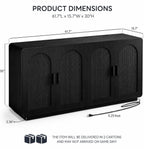Black Rattan Sideboard with LED Lighting and Power Outlet