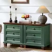 Farmhouse Nightstand Set of 2 with 3 Drawers, Rustic Bedside Tables, Vintage End Tables, Solid Wood Legs, Bedroom Storage Furniture