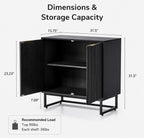 Set of 2 Fluted Storage Cabinets, Modern Buffet Console, Art Deco Accent Furniture