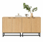Set of 2 Fluted Storage Cabinets, Modern Buffet Console, Art Deco Accent Furniture