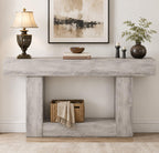Farmhouse Console Table, Rustic Brown Wood, Vintage Gray U-Base, Entryway Sofa Table