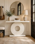 Modern Geometric Base Console Table, 40 inch Wood Entryway Sofa Table