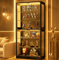Display Cabinet with Glass Door, 6-Tier 71" Curio Cabinet with 3 Color Lights for Collectibles, Display Case with Adjustable Glass