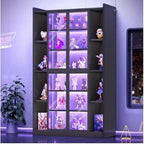 71" Display Cabinet with Acrylic Glass Doors, 6 Tier Display Cases for Collectibles, Curio Cabinet with LED Lights, Tall Bookcase