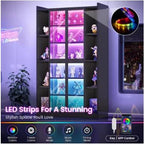 71" Display Cabinet with Acrylic Glass Doors, 6 Tier Display Cases for Collectibles, Curio Cabinet with LED Lights, Tall Bookcase