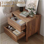 Mid Century Walnut Nightstand Set – Solid Wood 2-Drawer Bedside Table