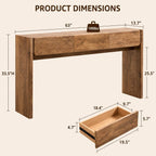 Farmhouse Console Table, Light Knotty Oak, 3 Drawers, Rounded Corners, Living Room Furniture