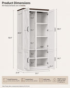 White Wooden Wardrobe Closet, 5 Shelves, Hanging Rod, Freestanding Armoire Storage