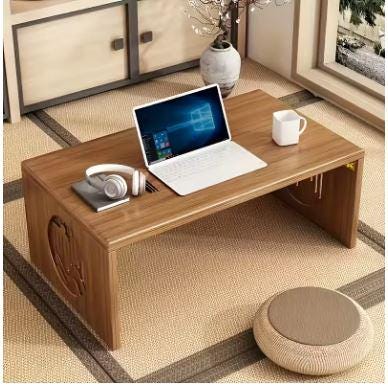 Japanese Style Bamboo Table – Minimalist Low-Rise Wood Grain Design