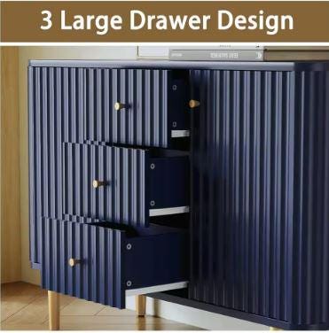 Modern Fluted Accent Cabinet, 48" Sideboard Buffet with 2 Drawers, 2 Doors