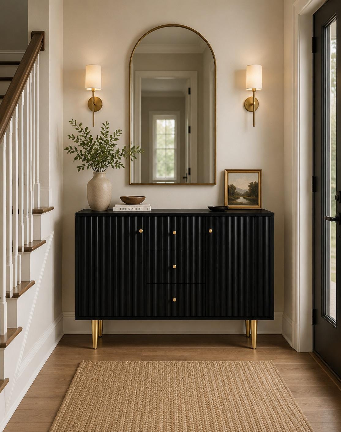 Modern Fluted Accent Cabinet, 48" Sideboard Buffet with 2 Drawers, 2 Doors