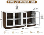 Sideboard Buffet Cabinet, Modern Wood Glass-Buffet-Sideboard with Storage, Console Table