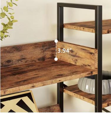 Industrial Bookshelves 6 Tiers Triple Wide Bookshelf, Large Etagere Bookshelf Open Record Player Shelves With Metal Frame