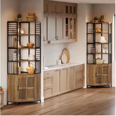 Industrial Corner Bookshelf with Cabinet, 7-Tier Tall Storage Tower