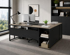 Tribesigns 71 inch Executive Desk, L Shaped Desk with Cabinet Storage, Executive Office Desk with Shelves, Business Furniture