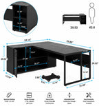 Tribesigns 71 inch Executive Desk, L Shaped Desk with Cabinet Storage, Executive Office Desk with Shelves, Business Furniture