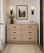Modern 6 Drawer Dresser, Wood Grain Storage Chest, Bedroom Furniture Organizer