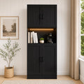 Farmhouse Pantry Cabinet with Charging Station, 71" Storage Hutch, Adjustable Shelves