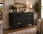 6 Drawer White Dresser, Modern Wood Chest with Metal Handles, Bedroom Storage Cabinet