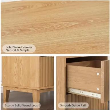 Fluted 6 Drawer Dresser, Farmhouse Wood Chest of Drawers, 58" Wide Storage Unit