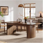 Extra Long Farmhouse Dining Table, Rustic Walnut Finish, Seats 6-8 People
