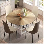 Round Dining Table Set for 4-6, Farmhouse Kitchen Table with Storage Rack