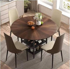 Round Dining Table Set for 4-6, Farmhouse Kitchen Table with Storage Rack