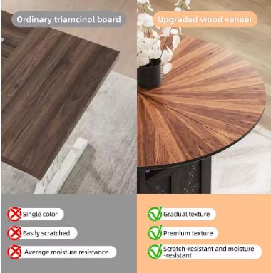 Round Dining Table Set for 4-6, Farmhouse Kitchen Table with Storage Rack