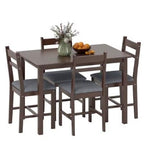 5-Piece Solid Wood Dining Table Set for 4, Farmhouse Kitchen Table with Upholstered Chairs for Small Space, Customized