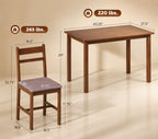 5-Piece Solid Wood Dining Table Set for 4, Farmhouse Kitchen Table with Upholstered Chairs for Small Space, Customized