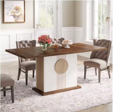 Tribesigns 55" Rectangular Dining Table for 4 to 6 People, Farmhouse Wood Dinner Table for Kitchen, Dining Room & Living Room