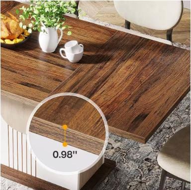 Tribesigns 55" Rectangular Dining Table for 4 to 6 People, Farmhouse Wood Dinner Table for Kitchen, Dining Room & Living Room