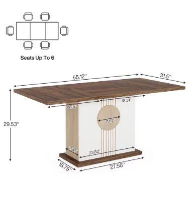Tribesigns 55" Rectangular Dining Table for 4 to 6 People, Farmhouse Wood Dinner Table for Kitchen, Dining Room & Living Room