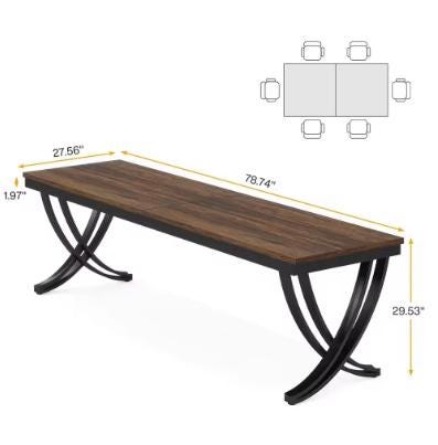 Rectangular Dining Table for 6-8, 78 inch Large Farmhouse Dinner Table for Kitchen Dining Room Living Room, Brown