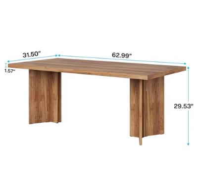 63-inch Dining Table for 4-6, Farmhouse Kitchen Table with Large Tabletop, Rectangular Eating Table for Dining Room, Living Room